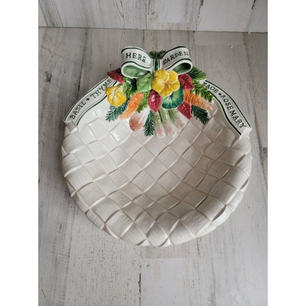 Fitz Floyd round herb garden serving‎ Bowl